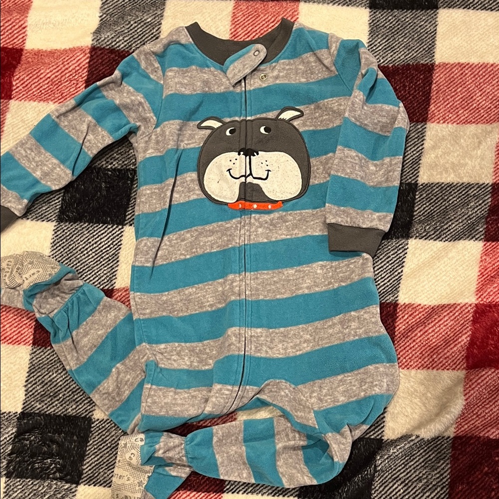 Striped Baby Onesie with Bulldog